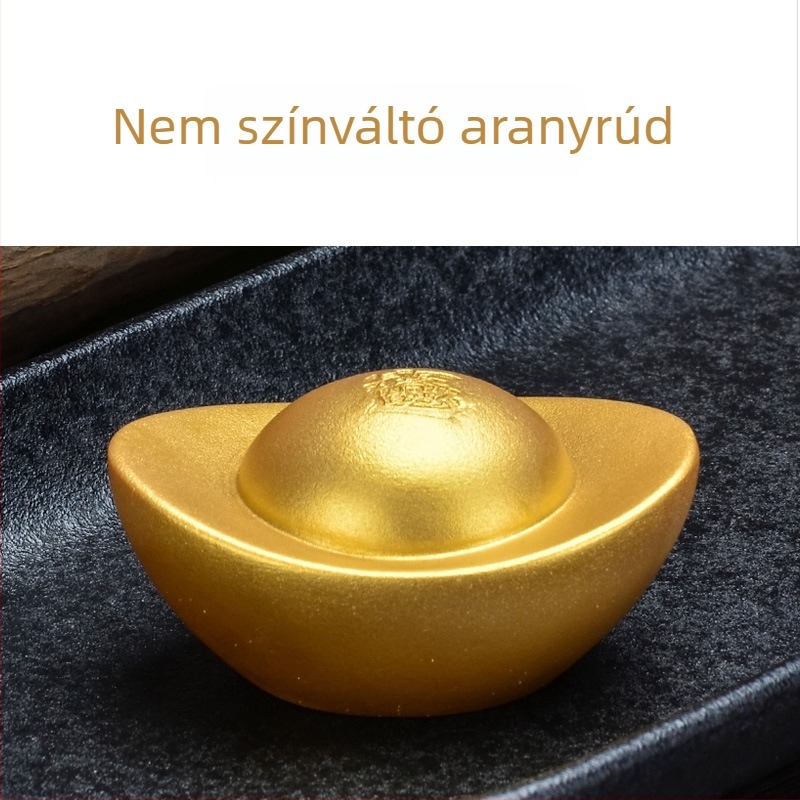 Színváltó tea-pet – gyanta aranytömb formájú dekor a teázáshoz, jólét és szerencse, kreatív teás dekoráció