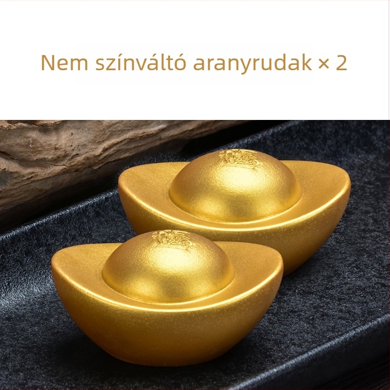 Színváltó tea-pet – gyanta aranytömb formájú dekor a teázáshoz, jólét és szerencse, kreatív teás dekoráció
