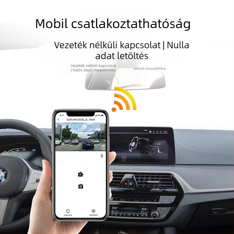 WiFi dash kamera egyetlen objektívvel, vezeték nélküli telepítés, DVR bizonyítékkészítéshez, 1080p