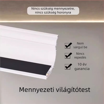 Felszíni gipszvonal világítás a nappali mennyezetének sarkában, kétoldalas dekoratív sarok