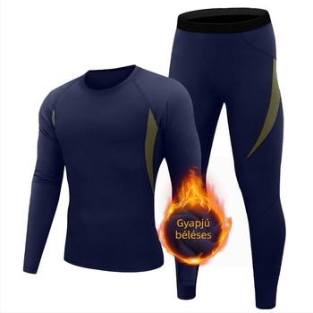 Férfi fleece-béléssel bélelt termikus alsóruha szett szabadtéri sportokra, kerékpárhoz és edzéshez