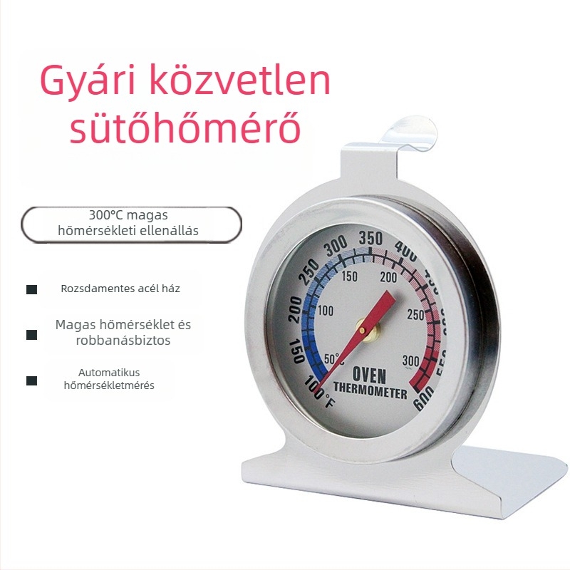 Bimetálos rozsdamentes acél sütőhőmérő, konyhai sütéshez, magas hőmérséklethez