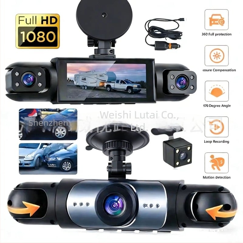 Y108 négylencsés autós dash cam 1080p: előre, balra, jobbra és hátra kamera, tolató kép