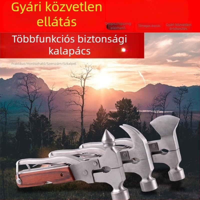 Autóhoz készült multifunkciós biztonsági kalapács – rozsdamentes acél, ablakbetörő funkcióval