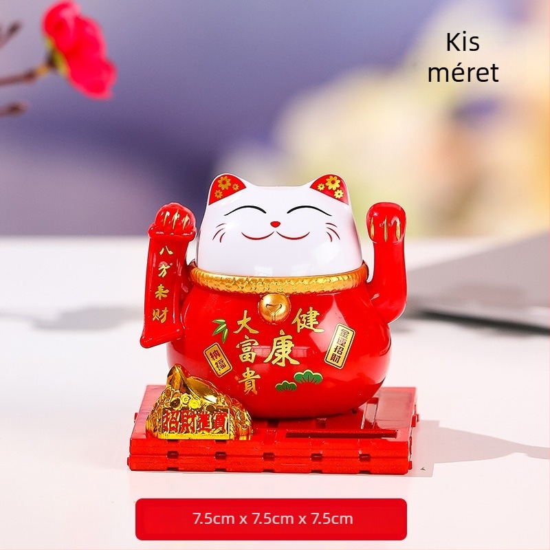 Kreatív napelemes szerencse macska asztali dísz, aranyos Maneki Neko figura, iroda dekoráció, kolléga születésnapi ajándék
