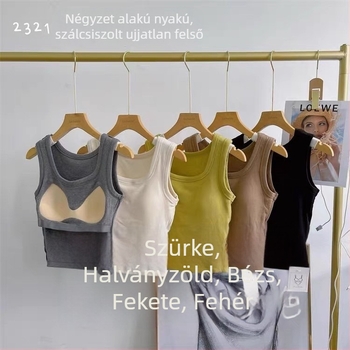 Női 100% pamutból készült sporttop négyszögletes nyakkal, mellpadlásos toldalék, belső vagy külső ruhaként is viselhető