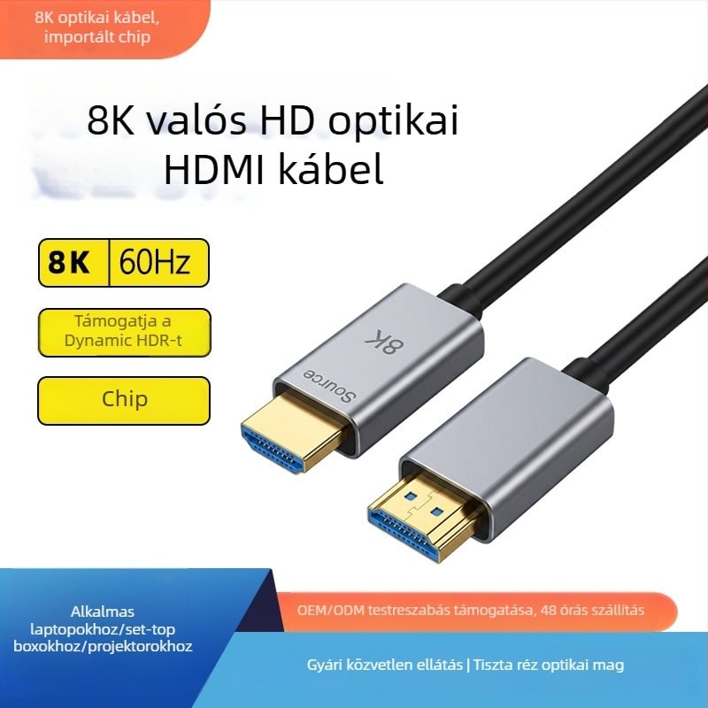 HDMI optikai kábel 8K60Hz, HDMI 2.1, TV-hez, számítógéphez, laptophoz és projektorhoz