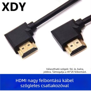 HDMI-kábel 90 fokos, 90° csatlakozó PC-hez és monitorhoz, kompakt rövid kábel