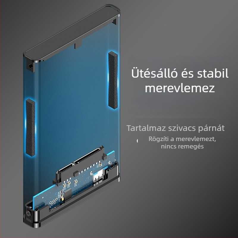2,5 hüvelykes USB 3.0 külső merevlemez-ház alumíniumötvözetből, SATA SSD/HDD, hordozható, szürke