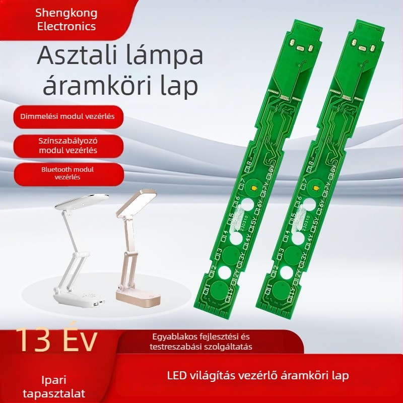 AI‑vezérlésű asztali lámpa vezérlőpanel többnyelvű beszédfelismeréssel
