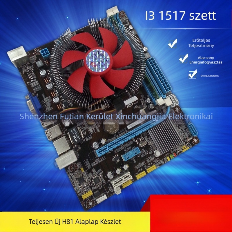 Új H81 alaplap készlet G1840 CPU-val, 4 GB DDR3 memória, tartozék ventilátorral, irodai és otthoni használatra