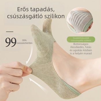 Női láthatatlan zokni lábujj-elkülönítővel, légáteresztő vékony pamut, nyári csónak-stílusú zokni