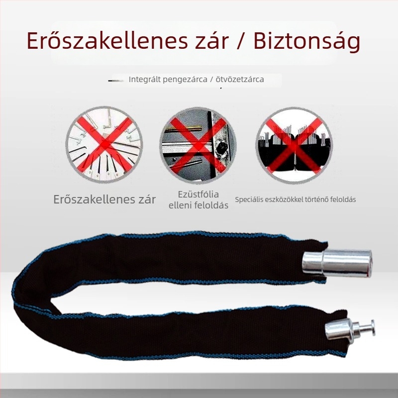 Rézmagos láncos kerékpárzár, hordozható lopás elleni zár