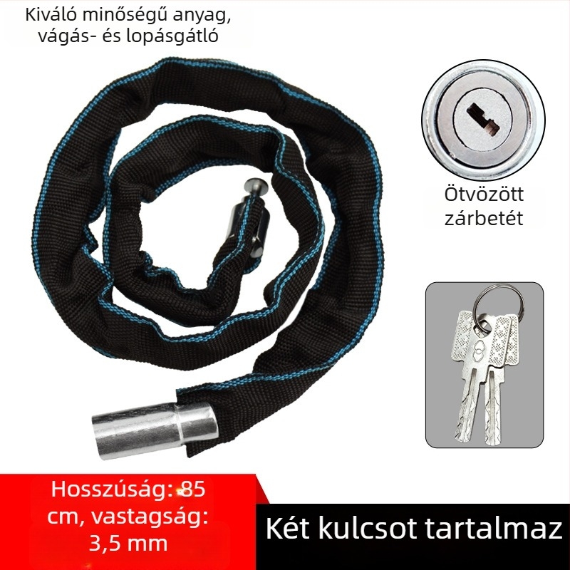 Rézmagos láncos kerékpárzár, hordozható lopás elleni zár