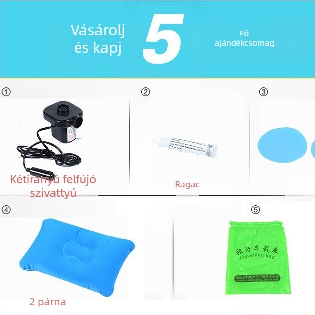 Autóba való felfújható ágy, matrac a hátsó ülésre, SUV-hoz utazásokhoz