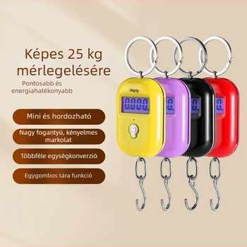Pontos mini hordozható elektronikus mérleg poggyász mérésére, függő rugós mérleg