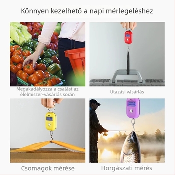 Pontos mini hordozható elektronikus mérleg poggyász mérésére, függő rugós mérleg