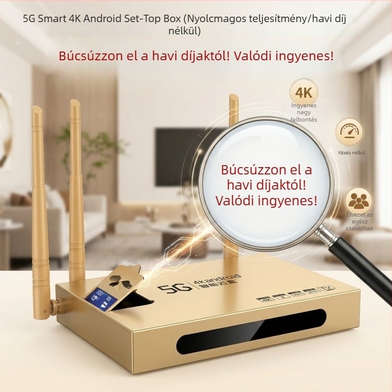 2026 Új modell otthoni hálózati TV‑box 4K, Wi‑Fi és képernyő­tükrözés