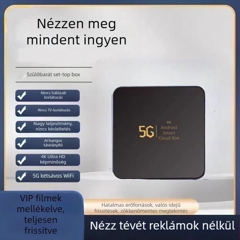 Android 4K hálózati tévébox idős felhasználásra, Wi‑Fi és vezeték nélküli képernyő-tükrözés