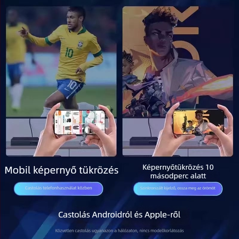 Android 4K hálózati tévébox idős felhasználásra, Wi‑Fi és vezeték nélküli képernyő-tükrözés