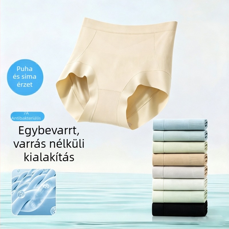 Sima varrat nélküli magas derekú női alsónemű, nagy méret, légáteresztő, 7A antibakteriális ágyék rész, hasi kontroll, far-emelés, szülés utáni regeneráció és formálás