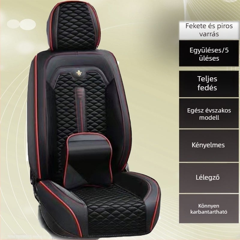 Ötüléses autóhoz tervezett minden évszakra szóló üléshuzat és ülőpárna, textil bevonattal