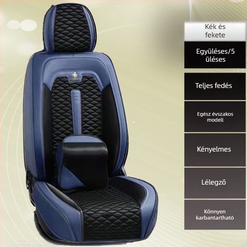 Ötüléses autóhoz tervezett minden évszakra szóló üléshuzat és ülőpárna, textil bevonattal