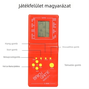 Tetris hordozható játékkonzol — retro stílusú, gyerekeknek, díszdobozban