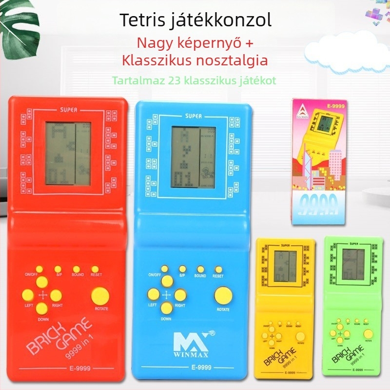 Tetris hordozható játékkonzol — retro stílusú, gyerekeknek, díszdobozban