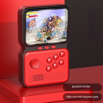 16-bit kézi konzol öt emulátorral és joystickkal, nosztalgikus arcade stílus