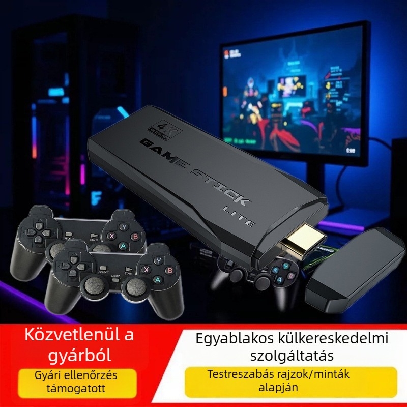 M8 retro játékkonzol 2.4G vezeték nélküli kontrollerekkel, HDMI TV-kapcsolat, 20 000 beépített játék, két játékos, 64GB/128GB