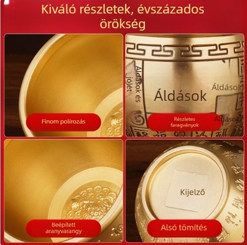 Rézből készült Baifu henger, a gazdagság vonzására szolgáló dísz