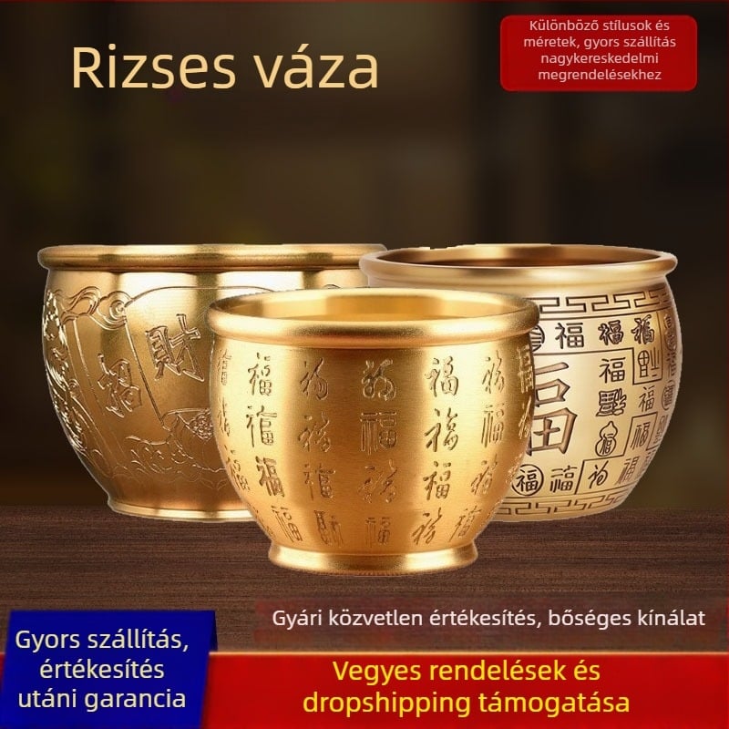 Rézből készült Baifu henger, a gazdagság vonzására szolgáló dísz