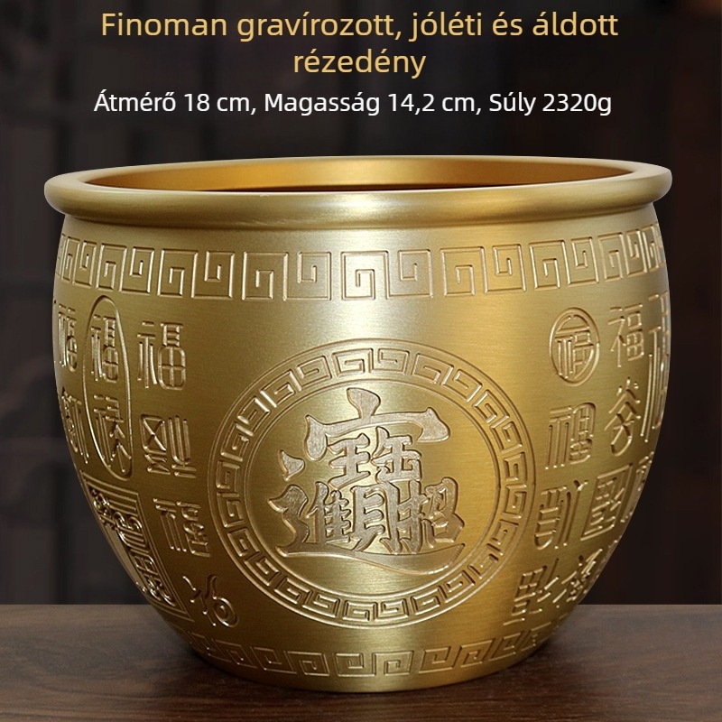 Rézből készült kincses tál otthoni dekorációhoz, kínai stílusban