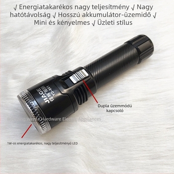 Jiage YD-801 lítium-ionos újratölthető fekete LED elemlámpa kültéri világításhoz, rendkívül világos, hosszú hatótávolságú vészvilágítás