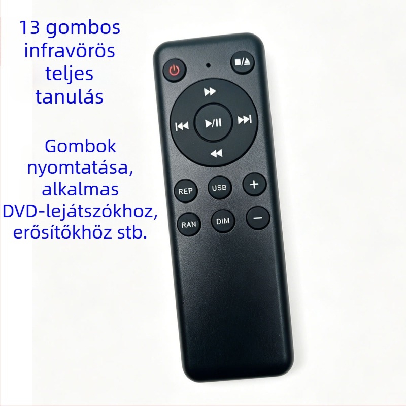 Infravörös univerzális távirányító tanulási és másolási funkcióval, kompatibilis hangrendszerekkel, set-top boxokkal, lejátszókkal, autó DVD-lejátszókkal és televíziókkal