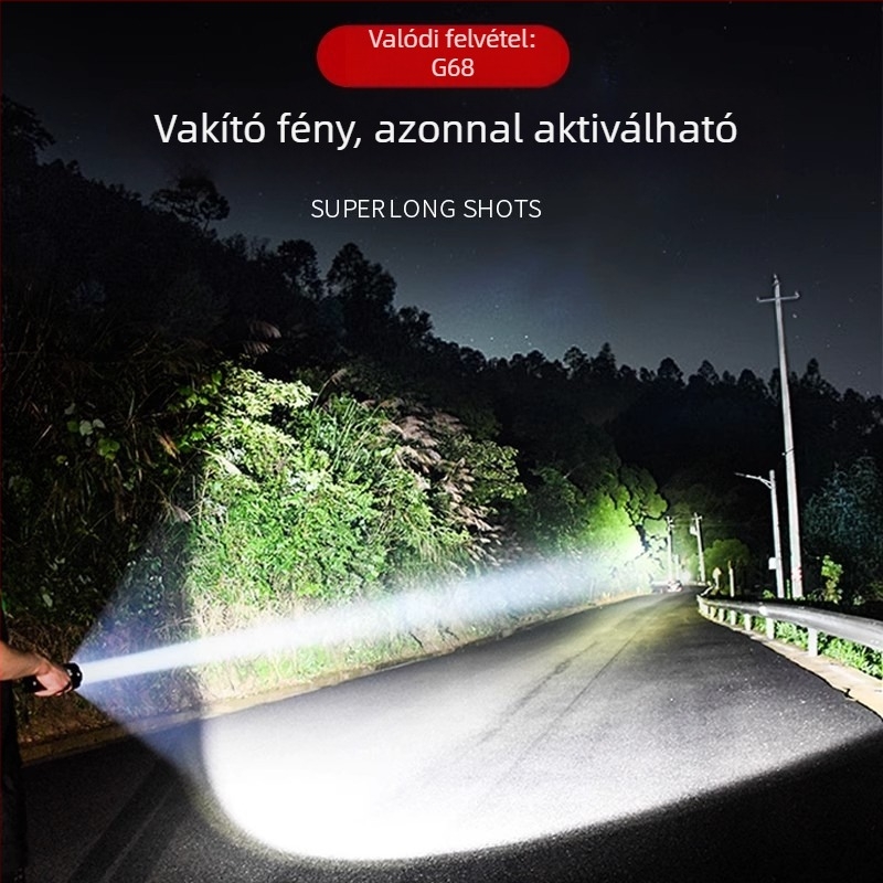 P90 ultrafényű LED zseblámpa hosszú hatótávval, újratölthető, kültéri használatra, 30W