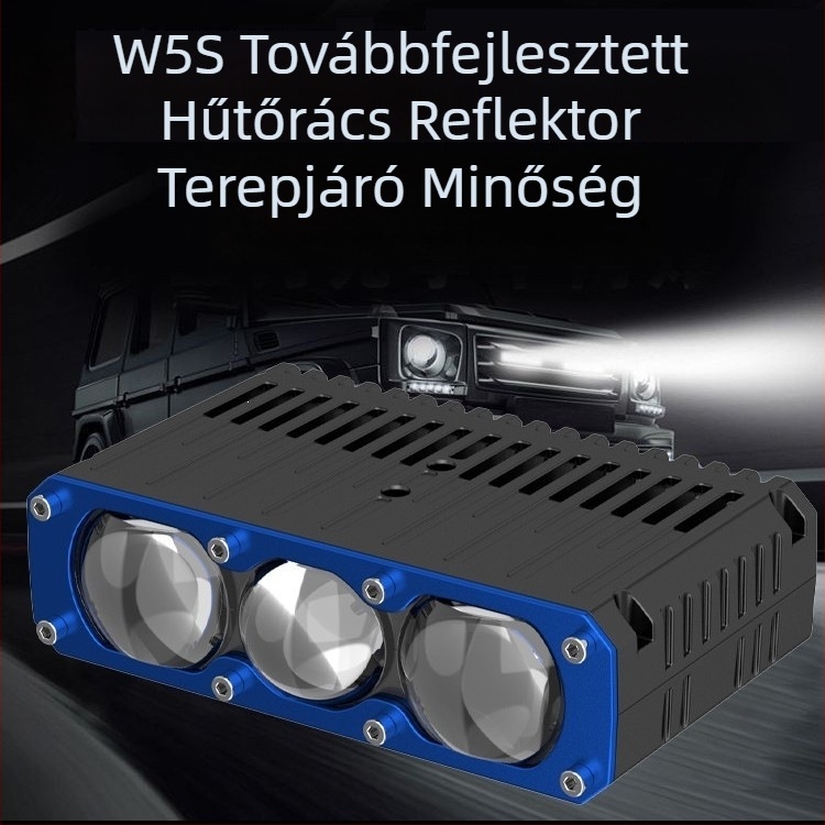 W5S háromszemű lézer reflektor, háromfokú fókusz, kétszínű, ultranagy fényerő autókhoz és motorkerékpárokhoz