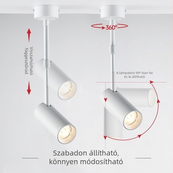 LED sínvilágítás ruházati bemutatókhoz, mennyezetre szerelhető, hosszú állítható karral