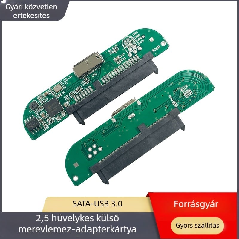 2,5 hüvelykes külső HDD tok felső és alsó fedéllel, USB 3.0 adapterlappal