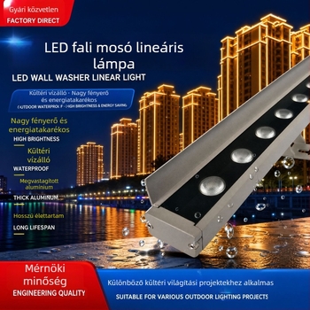 LED falmosó lámpa anti-glare és lamellákkal, lineáris kialakítás, kültéri vízálló, fényerő-szabályozható