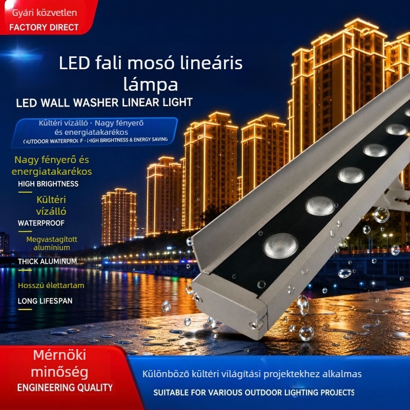 LED falmosó lámpa anti-glare és lamellákkal, lineáris kialakítás, kültéri vízálló, fényerő-szabályozható