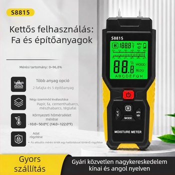Digitális kijelzős, nagy pontosságú fa nedvességmérő, építőanyag nedvességtartalom-detektor, falak és cement nedvességmérő