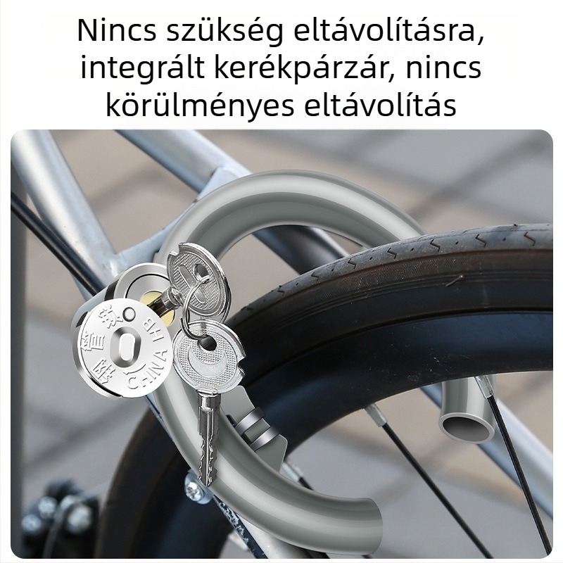 Régi stílusú hegyi kerékpárzár, lopás elleni patkó alakú zár és körkörös olló-szerű zárfej, elektromos kerékpárokhoz