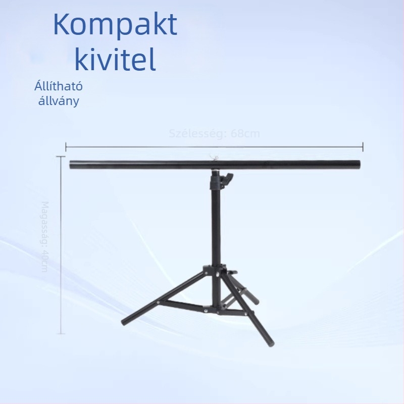 Asztali fotózás háttérellátó készlet, T-alakú keret, 68×80 cm, állítható