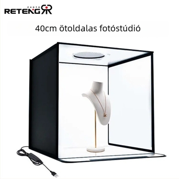 Ruiteng 40 cm-es mini ötoldalú LED világító doboz ékszerek és still life fotózáshoz, összecsukható hordozható stúdió