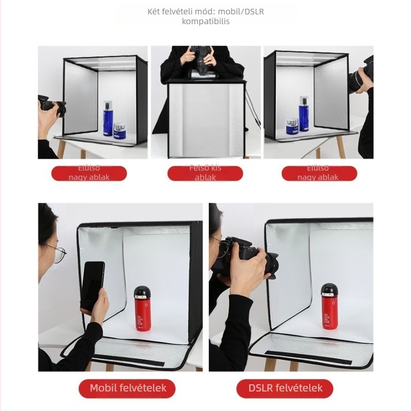 Ruiteng 40 cm-es mini ötoldalú LED világító doboz ékszerek és still life fotózáshoz, összecsukható hordozható stúdió