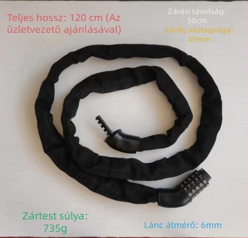 Kerékpár kombinációs lánczár – modern, minimalist, hordozható, hegyi kerékpárhoz és elektromos kerékpárhoz