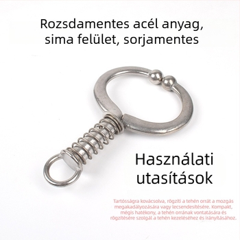 Rugós orrlyukfogó marhákhoz, rozsdamentes acélból – eszköz az orrgyűrűk lyukasztás nélküli felhelyezéséhez
