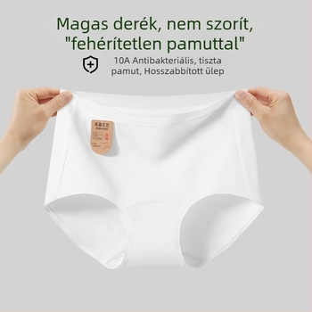 Női magas derekú antibakteriális pamut alsónemű, plus-size, színezés nélküli, pamut osztály A